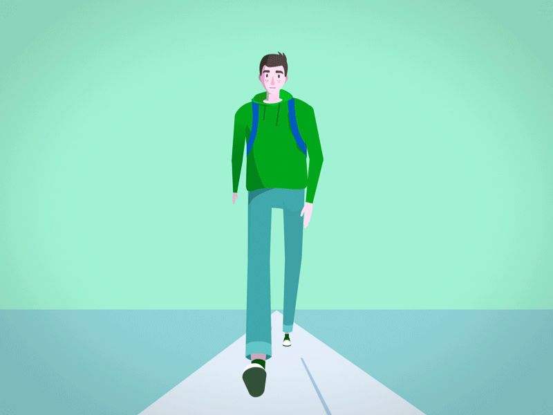 Front walk cycle 2d animation boy character animation character design gif walk walk cycle
