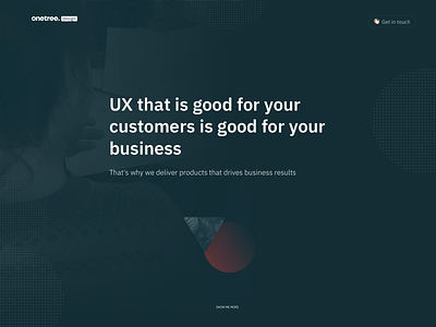 Onetree Design Home Page branding design graphic design ui ux web webdesign