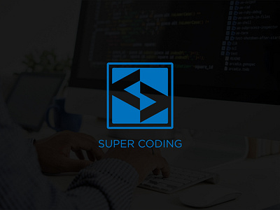 Super Coding Logo brand identity branding coding creative custom flat icon logo minimal unique vector