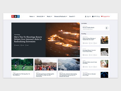 Redesign of NPR's home page 100 day project adobe xd app design daily challange daily ui design news news app news feed ui ui design user experience user interface ux ux design web design website