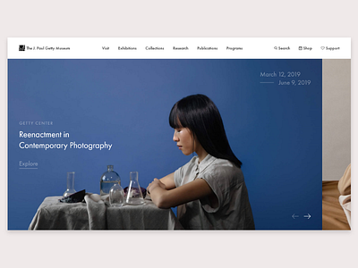 Redesign of The Getty Museum's landing page 100 day project adobe xd app design daily challange daily ui design interface landing page museum ui ui design user experience user interface ux ux design web design website