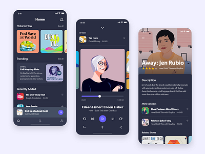 Podcast App 100 day project adobe xd adobexd app design daily challenge daily ui interface mobile app mobile app design mobile design podcast app ui ui design user experience user interface ux ux design