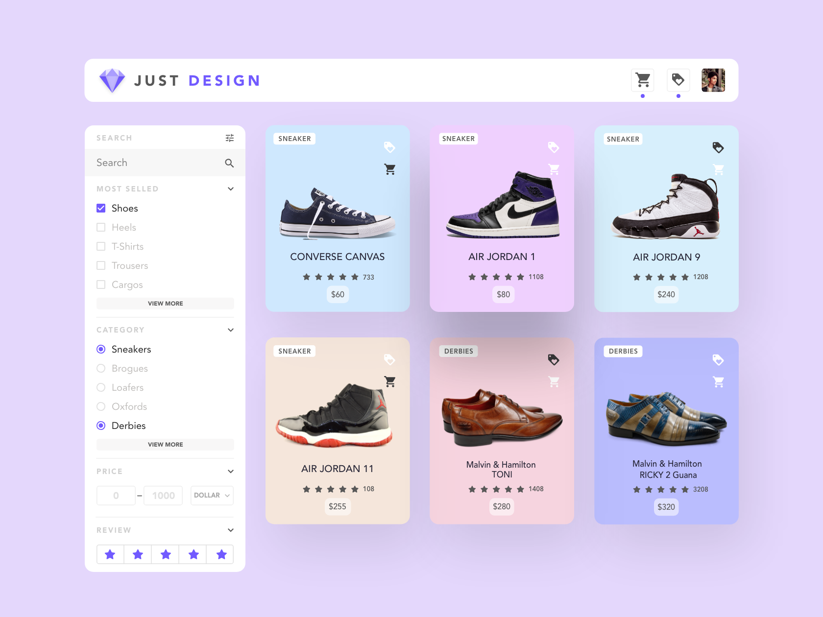 Just Design ( E-Commerce Design ) by Dheeraj Kumar Sharma on Dribbble