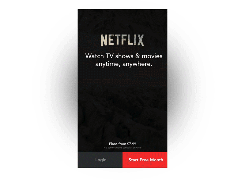 Netflix Login black connect intro ios login movie netflix show signin signup tv