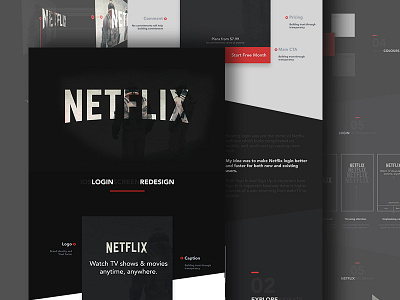 Netflix login - Behance case study bechance black case study connect intro ios login movie netflix show signin tv
