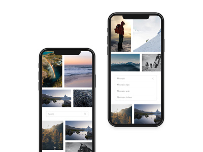 Search page app design app layout daily ui 022 daily ui challenge image search mountains outdoor photography photography search search bar search page search results