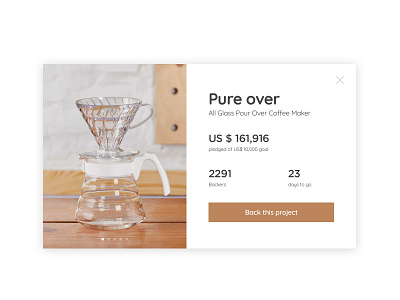 Crowdfunding campaign clean ui coffee coffee machine crowdfunding crowdfunding campaign daily ui 032 daily ui challenge funding kickstarter pour over product details webdesign