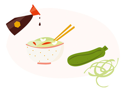 Zucchini noodles salad food illustration vector