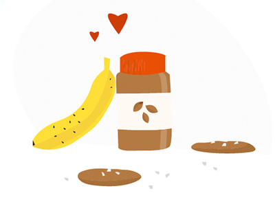 Banana love peanut butter food illustration vector