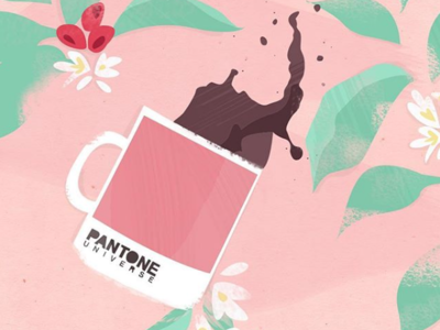 Pantone mug full of coffee design food illustration pantone vector