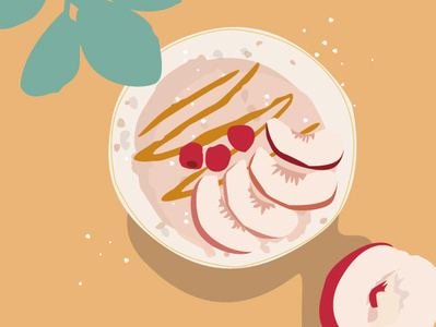 Porridge Happy Breakfast Illustration breakfast design food france illustration peach porridge summer sunny vector