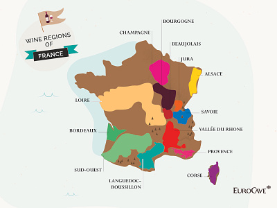 Wine Regions Map by EuroCave - France eurocave food france illustration vector wine