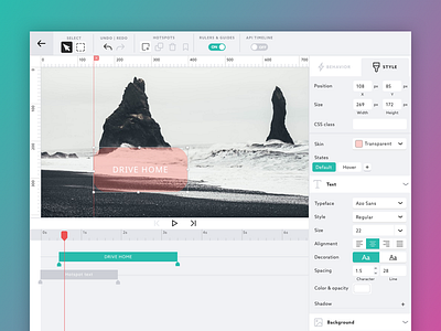 Rapt Media's Composer - hotspot editing app authoring editor interface product design software ui
