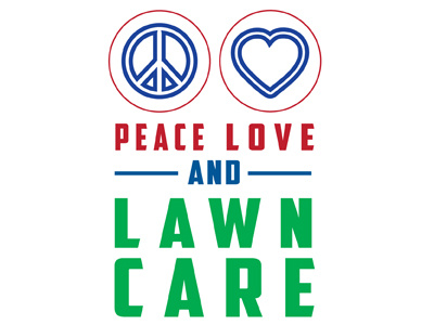 Peace Love Lawn Care america female designer blue white red patriotic simple line work love peace lawn care