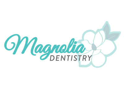 Magnolia Dentistry Dribble dentist script flower in bloom magnolia taupe turquoise