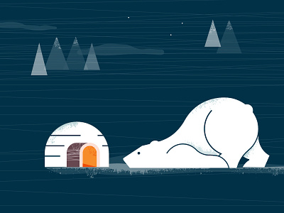 Still Peeking igloo illustration night polar bear snow vector