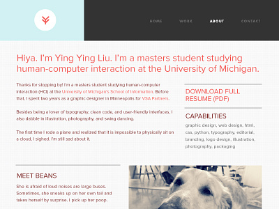 About & Dawggie layout web design