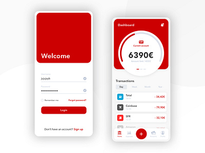 Banking app - Concept account app banking branding concept cryptocurrency design gradient idea red ui ux