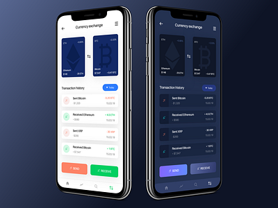 Crypto currency exchange app appdesign crypto currency crypto exchange crypto wallet cryptocurrency dark mode dark theme design light mode typogaphy ui uidesign uidesigner uiux user experience user inteface ux ux design uxdesign