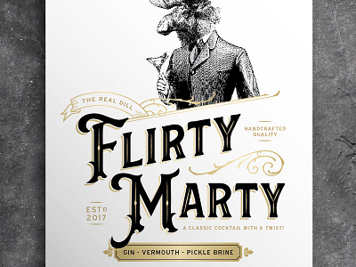 Flirty Marty cocktail cocktail recipe custom lettering flirty marty martini moose