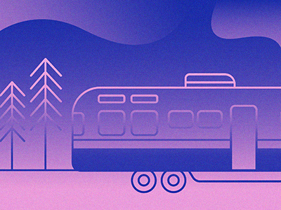 Airstream Dreams airstream autocamp camping gradients illustration line art outdoors rv trailer trees