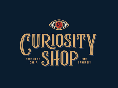 Curiosity Shop branding brandmark cannabis curiosity eye lettering logo monogram sonoma typography vintage