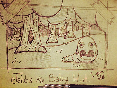Jabba the Baby Hutt app doodle drawing game ios moleskine pencil sketch