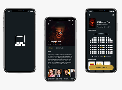 UI Exploration - Movie App app cinema dark dark ui mobile ui movie movie app movie booking pre order sketch ticketing ui ui design ux