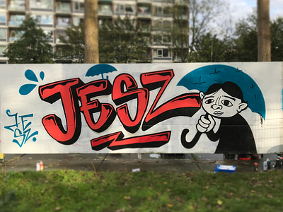 Rainy days art character delft dutch graffiti handmade illustration mural paint painting piece rain real wallart