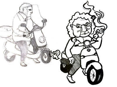 Elderly on scooters 02 character drawing elderly illustration motorcycle project research school scooter scooters