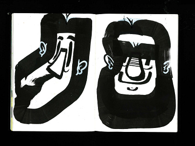 Sketchbook page #04 character drawing dummy faces illustration ink marker portrait sketch sketchbook wholepage