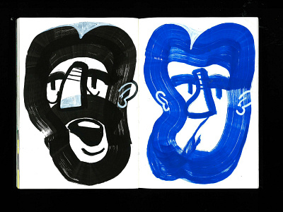 Sketchbook page #05 black blue character drawing dummy illustration ink marker portrait sketch sketchbook wholepage