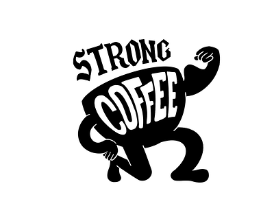 STRONG COFFEE black and white coffee illustration procreate quote serie strong typography
