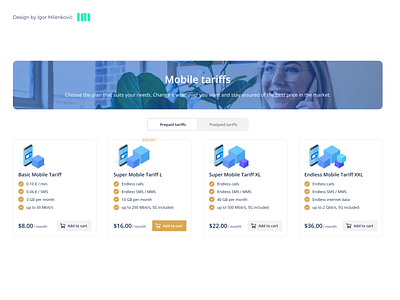 Mobile tariffs / plans listing