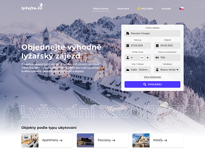 Winter / Ski Session for Travel Agency Web Design czech design filter header landing main page search ski skiing ui web design webdesign winter