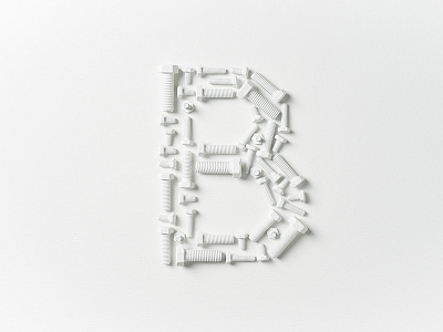 Bolts analog b bolt bolts handmade letterform photography the b project typography white white on white