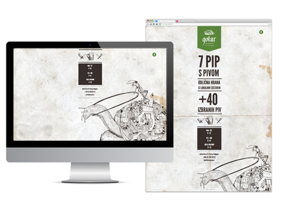 Golar, web page brewery design identity illustration restaurant web