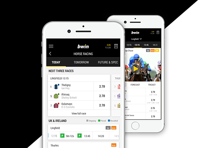 Bwin Racebook Mobile App app bwin horses and dogs mobile mobile app racebook sports betting ui ux web app