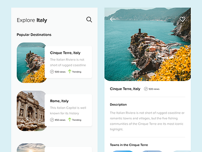 Explore Italy App app design ios italy likes mobile app mobile app design mobile ui rome travel travel app trending typography ui ux views