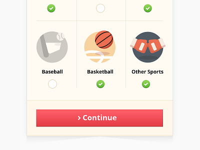 Mobile Betting Site UI Element icons mobile selections