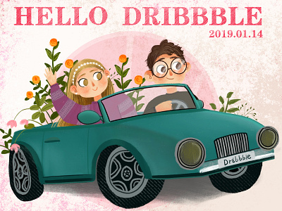 hello dribbble 插画