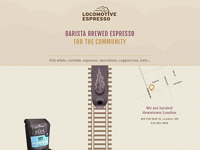 Parallax Coffee Shop Website coffee illustration locomotive one page parallax texture train ui ux vintage website