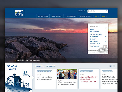 Homepage blue events homepage news tourism ui ux webdesign website