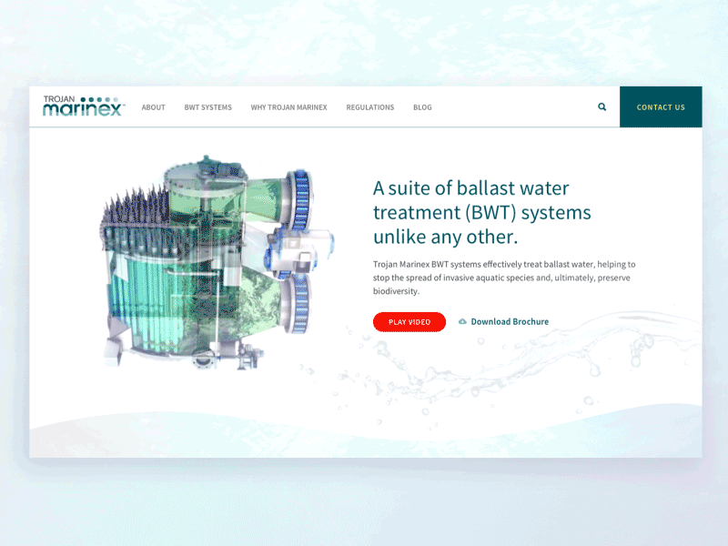 Trojan Marinex animation blue clean homepage landingpage minimal ocean water website