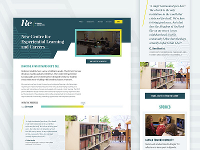 Redeemer Campaign blue campaign clean education geometric homepage landing page ui university ux website