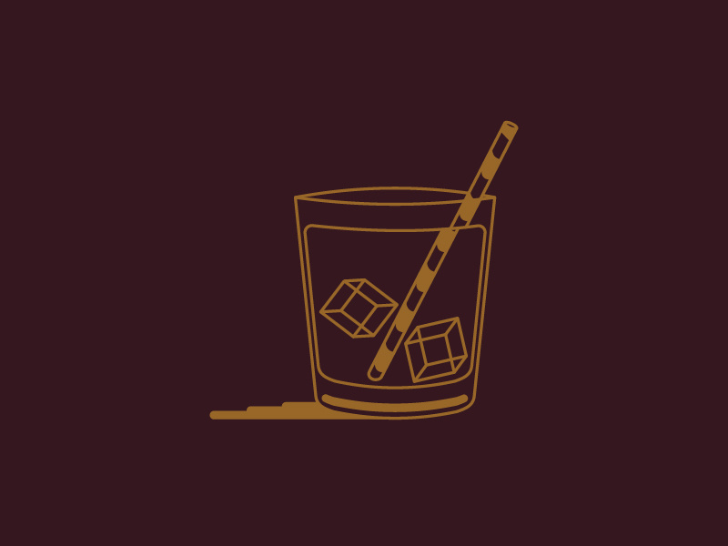 Glass vector illustration shadow ice straw glass