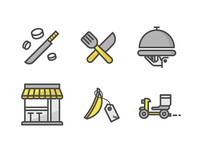 Food Service - Icons grey icons illustration vector yellow