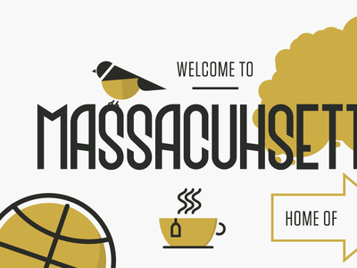Welcome to Massachusetts basketball chickadee home illustration massachusetts tea vector