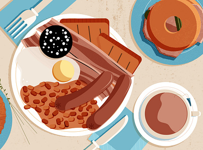 Top 10 Foods and Drinks You Have To Try In The United Kingdom design editorial editorial illustration food illustration illustrator minimal vector