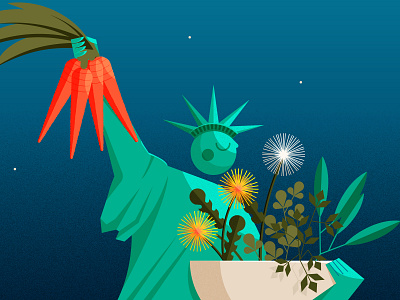 New York City is a Treasure Chest of Trash and Weeds design editorial editorial illustration food freegan illustration illustrator minimal new york statue of liberty sustainable vector vegan